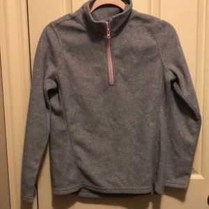 grey quarter zip with pink zipper